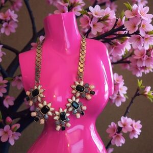 Floral Black and Gold Necklace